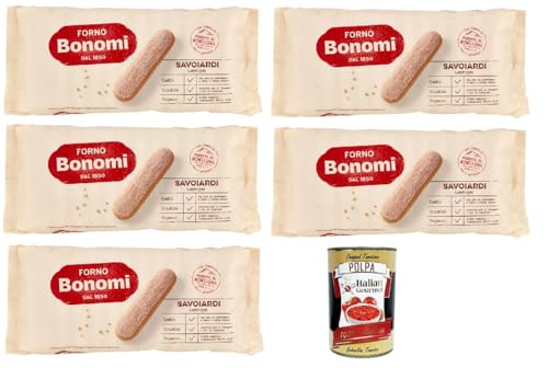 Forno Bonomi, italienische Löffelbiskuits, Savoiardi, Ladyfingers, für Tiramisu, biscuits cookies kekse 5x 200g + Italian Gourmet polpa 400g Forno Bonomi, italienische Löffelbiskuits, Savoiardi, Ladyfingers, für Tiramisu, biscuits cookies kekse 5x 200g + Italian Gourmet polpa 400g von Italian Gourmet E.R.