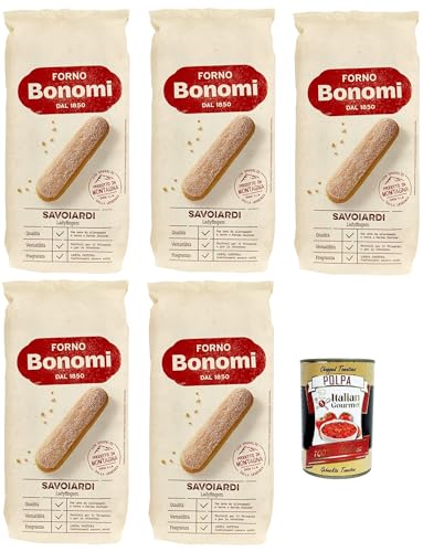 Forno Bonomi, italienische Löffelbiskuits, Savoiardi, Ladyfingers, für Tiramisu, biscuits cookies kekse 5x 400g + Italian Gourmet polpa 400g Forno Bonomi, italienische Löffelbiskuits, Savoiardi, Ladyfingers, für Tiramisu, biscuits cookies kekse 5x 400g + Italian Gourmet polpa 400g von Italian Gourmet E.R.