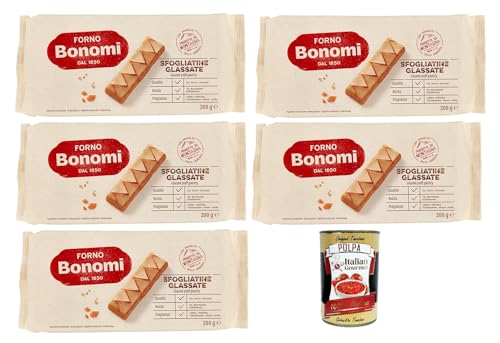 Forno Bonomi Sfogliatine Glassate, kekse, biscuits, Blätterteig mit zuckerhaltiger Glasur 5x 200g + Italian Gourmet polpa 400g Forno Bonomi Sfogliatine Glassate, kekse, biscuits, Blätterteig mit zuckerhaltiger Glasur 5x 200g + Italian Gourmet polpa 400g von Italian Gourmet E.R.
