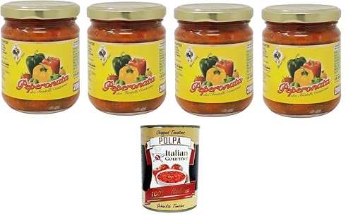 Fratelli Contorno, Peperonata Sizilianische Vorspeise auf Pfefferbasis 4x200gr + Italian Gourmet polpa 400g Fratelli Contorno, Peperonata Sizilianische Vorspeise auf Pfefferbasis 4x200gr + Italian Gourmet polpa 400g von Italian Gourmet E.R.