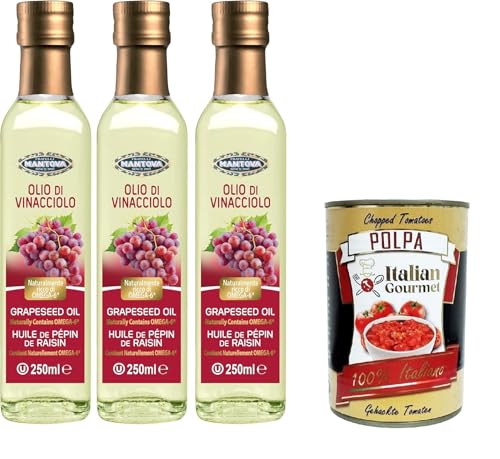Fratelli Mantova Traubenkernöl 3x250 ml – Nutrazeutisches Öl – 100% natürlich und 100% rein – Gesundheit und Wohlbefinden – natürlich reich an Omega-6 – hohe Qualität+ Italian Gourmet polpa 400g Fratelli Mantova Traubenkernöl 3x250 ml – Nutrazeutisches Öl – 100% natürlich und 100% rein – Gesundheit und Wohlbefinden – natürlich reich an Omega-6 – hohe Qualität+ Italian Gourmet polpa 400g von Italian Gourmet E.R.