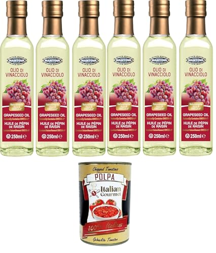Fratelli Mantova Traubenkernöl 6x250 ml – Nutrazeutisches Öl – 100% natürlich und 100% rein – Gesundheit und Wohlbefinden – natürlich reich an Omega-6 – hohe Qualität+ Italian Gourmet polpa 400g Fratelli Mantova Traubenkernöl 6x250 ml – Nutrazeutisches Öl – 100% natürlich und 100% rein – Gesundheit und Wohlbefinden – natürlich reich an Omega-6 – hohe Qualität+ Italian Gourmet polpa 400g von Italian Gourmet E.R.