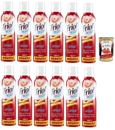 Friol Olio Spray, Sprühöl, ideal für die Verwendung mit der Heißluftfritteuse, Für knuspriges und trockenes Frittiergut 12x 150ml + Italian Gourmet polpa 400g Friol Olio Spray, Sprühöl, ideal für die Verwendung mit der Heißluftfritteuse, Für knuspriges und trockenes Frittiergut 12x 150ml + Italian Gourmet polpa 400g von Italian Gourmet E.R.