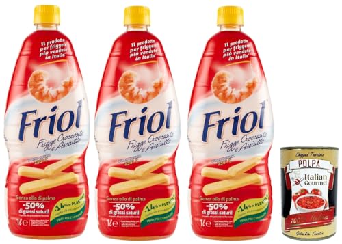 Friol Olio di Semi di Girasole, Frigge, Croccante e Asciutto, 3x Frittieröl, Sonnenblumenkernöl, Knusprig und trocken, 3x 1L + Italian Gourmet polpa 400g Friol Olio di Semi di Girasole, Frigge, Croccante e Asciutto, 3x Frittieröl, Sonnenblumenkernöl, Knusprig und trocken, 3x 1L + Italian Gourmet polpa 400g von Italian Gourmet E.R.