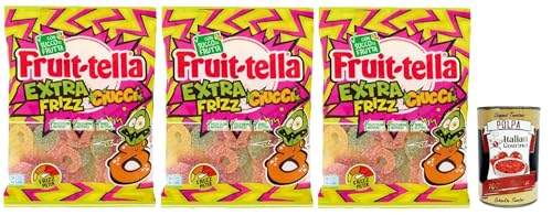 Fruittella Ciucci Extra Frizz Caramelle Gommose, Gummose, funkelnde Süßigkeiten, verschiedene Früchte mit Fruchtsaft, glutenfreier, 3x 165g + Italian Gourmet polpa 400g Fruittella Ciucci Extra Frizz Caramelle Gommose, Gummose, funkelnde Süßigkeiten, verschiedene Früchte mit Fruchtsaft, glutenfreier, 3x 165g + Italian Gourmet polpa 400g von Italian Gourmet E.R.
