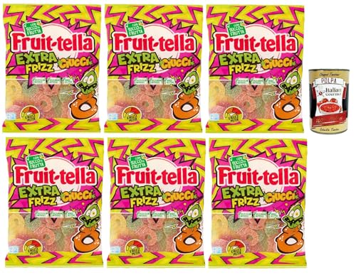 Fruittella Ciucci Extra Frizz Caramelle Gommose, Gummose, funkelnde Süßigkeiten, verschiedene Früchte mit Fruchtsaft, glutenfreier, 6x 165g + Italian Gourmet polpa 400g Fruittella Ciucci Extra Frizz Caramelle Gommose, Gummose, funkelnde Süßigkeiten, verschiedene Früchte mit Fruchtsaft, glutenfreier, 6x 165g + Italian Gourmet polpa 400g von Italian Gourmet E.R.