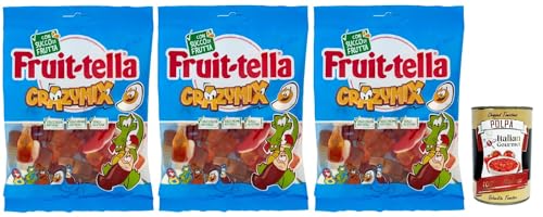 Fruittella Crazy Mix, Gummiband, verschiedene Obstgeschmack, mit Fruchtsaft, glutenfrei, 3x 175g + Italian Gourmet polpa 400g Fruittella Crazy Mix, Gummiband, verschiedene Obstgeschmack, mit Fruchtsaft, glutenfrei, 3x 175g + Italian Gourmet polpa 400g von Italian Gourmet E.R.