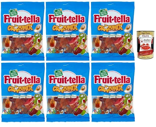Fruittella Crazy Mix, Gummiband, verschiedene Obstgeschmack, mit Fruchtsaft, glutenfrei, 6x 175g + Italian Gourmet polpa 400g Fruittella Crazy Mix, Gummiband, verschiedene Obstgeschmack, mit Fruchtsaft, glutenfrei, 6x 175g + Italian Gourmet polpa 400g von Italian Gourmet E.R.