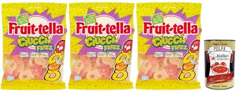 Fruittella Cuicci frizz, Gummibon, verschiedene Obstgeschmack, mit Fruchtsaft, glutenfrei, 3x 175 g + Italian Gourmet polpa 400g Fruittella Cuicci frizz, Gummibon, verschiedene Obstgeschmack, mit Fruchtsaft, glutenfrei, 3x 175 g + Italian Gourmet polpa 400g von Italian Gourmet E.R.