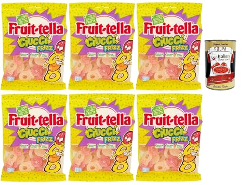 Fruittella Cuicci frizz, Gummibon, verschiedene Obstgeschmack, mit Fruchtsaft, glutenfrei, 6x 175 g + Italian Gourmet polpa 400g Fruittella Cuicci frizz, Gummibon, verschiedene Obstgeschmack, mit Fruchtsaft, glutenfrei, 6x 175 g + Italian Gourmet polpa 400g von Italian Gourmet E.R.
