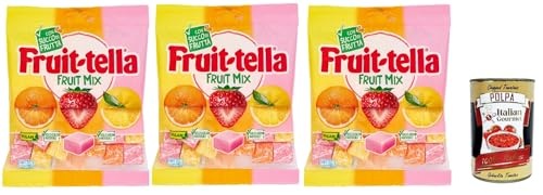 Fruittella Fruit Mix Chewy, Weich orange, Erdbeer- und Zitronen -Aroma -Süßigkeiten mit Fruchtsaft, 3x 160g + Italian Gourmet polpa 400g Fruittella Fruit Mix Chewy, Weich orange, Erdbeer- und Zitronen -Aroma -Süßigkeiten mit Fruchtsaft, 3x 160g + Italian Gourmet polpa 400g von Italian Gourmet E.R.