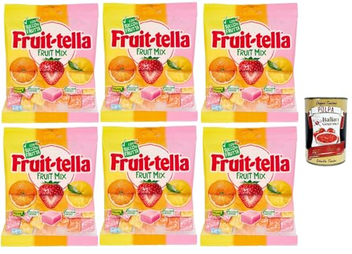 Fruittella Fruit Mix Chewy, Weich orange, Erdbeer- und Zitronen -Aroma -Süßigkeiten mit Fruchtsaft, 6x 160g + Italian Gourmet polpa 400g Fruittella Fruit Mix Chewy, Weich orange, Erdbeer- und Zitronen -Aroma -Süßigkeiten mit Fruchtsaft, 6x 160g + Italian Gourmet polpa 400g von Italian Gourmet E.R.