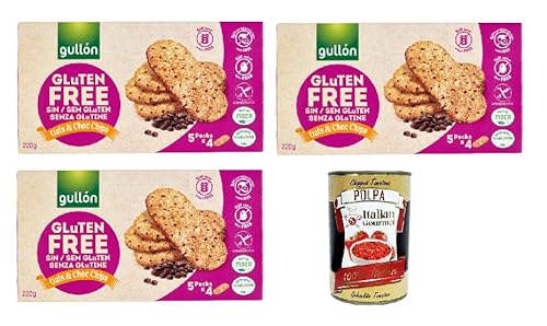 GULLON Biscotti di avena con gocce di cioccolato, senza glutine, Haferkekse mit Schokoladenchips, biscuits gluten frei, gluten free 3x 220g + Italian Gourmet polpa 400g GULLON Biscotti di avena con gocce di cioccolato, senza glutine, Haferkekse mit Schokoladenchips, biscuits gluten frei, gluten free 3x 220g + Italian Gourmet polpa 400g von Italian Gourmet E.R.