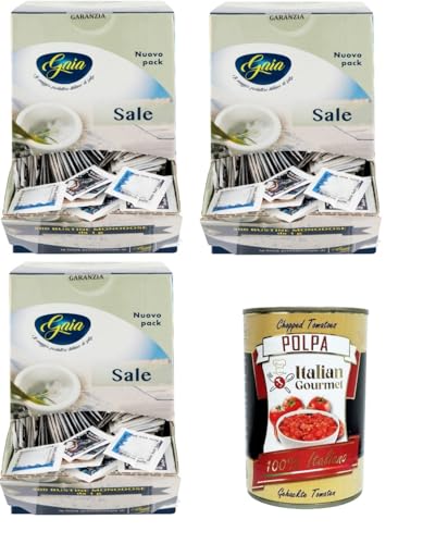 Gaia - Sale in bustine monodose Box da 500 pezzi Salz in Einzeldosisbeuteln. 3x Schachtel mit 500 Stück+ Italian Gourmet polpa 400g Gaia - Sale in bustine monodose Box da 500 pezzi Salz in Einzeldosisbeuteln. 3x Schachtel mit 500 Stück+ Italian Gourmet polpa 400g von Italian Gourmet E.R.