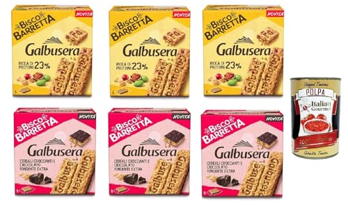 Galbusera Biscobarretta Testpaket cereali e cioccolato fondente & protein 23%, Riegel Kekse Müsli und dunkle Schokolade und Müsli voller Protein 23%, 6x 180g + Italian Gourmet polpa 400g Galbusera Biscobarretta Testpaket cereali e cioccolato fondente & protein 23%, Riegel Kekse Müsli und dunkle Schokolade und Müsli voller Protein 23%, 6x 180g + Italian Gourmet polpa 400g von Italian Gourmet E.R.