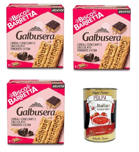 Galbusera Biscobarretta cereali e cioccolato fondente, Riegel Kekse Müsli und dunkle Schokolade 3x 230g + Italian Gourmet polpa 400g Galbusera Biscobarretta cereali e cioccolato fondente, Riegel Kekse Müsli und dunkle Schokolade 3x 230g + Italian Gourmet polpa 400g von Italian Gourmet E.R.