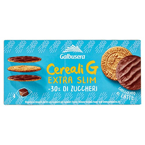 Galbusera Cereali G Extra Slim Latte Müslikekse Kekse aus Getreide Umhüllt von Milchschokolade Packung à 120g, jede Packung enthält 4 Einzelportionen à 30g Galbusera Cereali G Extra Slim Latte Müslikekse Kekse aus Getreide Umhüllt von Milchschokolade Packung à 120g, jede Packung enthält 4 Einzelportionen à 30g von Italian Gourmet E.R.