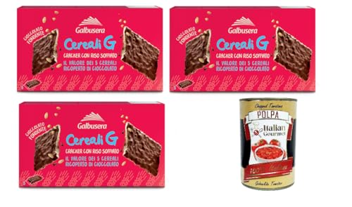 Galbusera Cereali G extra dunkle Schokoladencracker, crackers mit Durchstöre mit aufgebrauchtem Reis 3x 150g + Italian Gourmet polpa 400g Galbusera Cereali G extra dunkle Schokoladencracker, crackers mit Durchstöre mit aufgebrauchtem Reis 3x 150g + Italian Gourmet polpa 400g von Italian Gourmet E.R.