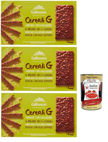 Galbusera CerealiG cracker ai 5 cereali con riso soffiato ricoperte di cioccolato, 5 Getreide crackers mit aufgebrauchtem Reis mit Schokolade bedeckt 3x 150 g + Italian Gourmet polpa 400g Galbusera CerealiG cracker ai 5 cereali con riso soffiato ricoperte di cioccolato, 5 Getreide crackers mit aufgebrauchtem Reis mit Schokolade bedeckt 3x 150 g + Italian Gourmet polpa 400g von Italian Gourmet E.R.
