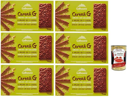 Galbusera CerealiG cracker ai 5 cereali con riso soffiato ricoperte di cioccolato, 5 Getreide crackers mit aufgebrauchtem Reis mit Schokolade bedeckt 6x 150 g + Italian Gourmet polpa 400g Galbusera CerealiG cracker ai 5 cereali con riso soffiato ricoperte di cioccolato, 5 Getreide crackers mit aufgebrauchtem Reis mit Schokolade bedeckt 6x 150 g + Italian Gourmet polpa 400g von Italian Gourmet E.R.
