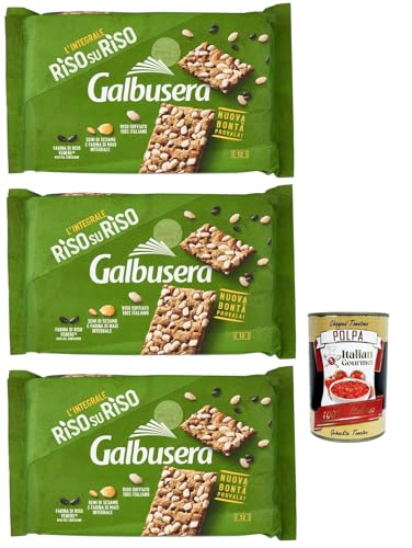 Galbusera RisosuRiso Croccantezza Integrale, Krümelige Cracker mit knusprigen Körnern aus 100% italienischem Puffreis, 3x 380g + Italian Gourmet polpa 400g Galbusera RisosuRiso Croccantezza Integrale, Krümelige Cracker mit knusprigen Körnern aus 100% italienischem Puffreis, 3x 380g + Italian Gourmet polpa 400g von Italian Gourmet E.R.