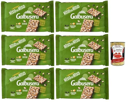 Galbusera RisosuRiso Croccantezza Integrale, Krümelige Cracker mit knusprigen Körnern aus 100% italienischem Puffreis, 6x 380g + Italian Gourmet polpa 400g Galbusera RisosuRiso Croccantezza Integrale, Krümelige Cracker mit knusprigen Körnern aus 100% italienischem Puffreis, 6x 380g + Italian Gourmet polpa 400g von Italian Gourmet E.R.