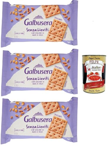 Galbusera Senza Lieviti Cracker con Farine di Mais e Orzo, Cracker mit Maismehl und Gerste, hefellos 3x 300 g + Italian Gourmet polpa 400g Galbusera Senza Lieviti Cracker con Farine di Mais e Orzo, Cracker mit Maismehl und Gerste, hefellos 3x 300 g + Italian Gourmet polpa 400g von Italian Gourmet E.R.