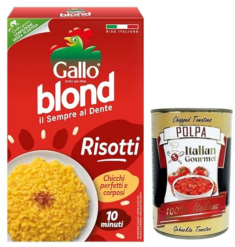 Gallo Riso Blond Risotti,100% Italienischer Reis, Ideal für Risottos,Kochzeit 10 Minuten,Packung mit 1Kg + Italian Gourmet Polpa di Pomodoro 400g Dose von Italian Gourmet E.R.