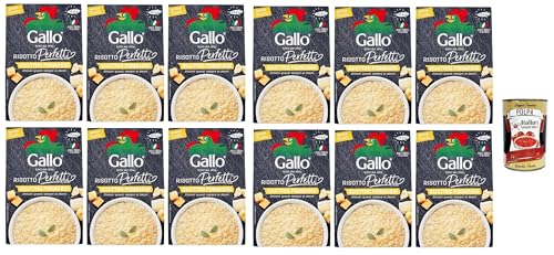 Gallo Risotto Perfetto Quattro Formaggi, Zubereitet für Vier-Käse-Risotto, 100% Italienischer Reis, 12x 175g + Italian Gourmet polpa 400g Gallo Risotto Perfetto Quattro Formaggi, Zubereitet für Vier-Käse-Risotto, 100% Italienischer Reis, 12x 175g + Italian Gourmet polpa 400g von Italian Gourmet E.R.