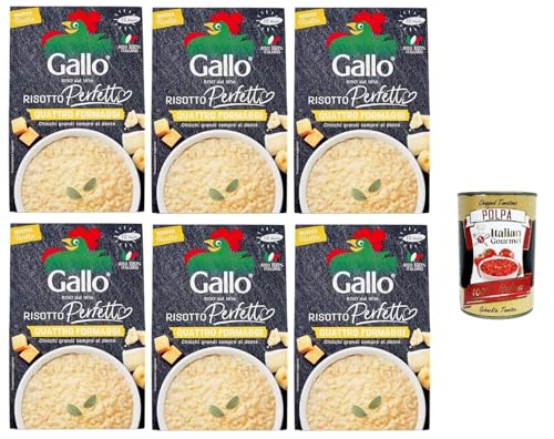 Gallo Risotto Perfetto Quattro Formaggi, Zubereitet für Vier-Käse-Risotto, 100% Italienischer Reis, 6x 175g + Italian Gourmet polpa 400g Gallo Risotto Perfetto Quattro Formaggi, Zubereitet für Vier-Käse-Risotto, 100% Italienischer Reis, 6x 175g + Italian Gourmet polpa 400g von Italian Gourmet E.R.