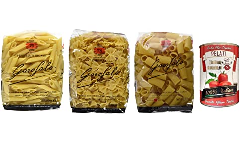 Garofalo testpaket Pasta Penne ziti rigati Farfalle Rigatoni 3x 500g + Italian Gourmet 100% italienische geschälte Tomaten dosen 400g von Italian Gourmet E.R.