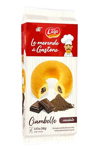 Gastone Lago Ciambelle Cioccolato Krapfen Donuts gefüllt mit Schokoladencreme Packung à 240g, Jede Packung Enthält 6 Donuts à 40g Gastone Lago Ciambelle Cioccolato Krapfen Donuts gefüllt mit Schokoladencreme Packung à 240g, Jede Packung Enthält 6 Donuts à 40g von Italian Gourmet E.R.