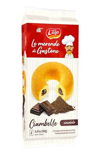 Gastone Lago Ciambelle Cioccolato Krapfen Donuts gefüllt mit Schokoladencreme Packung à 240g, Jede Packung Enthält 6 Donuts à 40g von Italian Gourmet E.R.