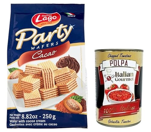 Gastone Lago Party Wafers Cacao,Waffeln mit Kakaocreme 250g + Italian Gourmet Polpa di Pomodoro 400g Dose Gastone Lago Party Wafers Cacao,Waffeln mit Kakaocreme 250g + Italian Gourmet Polpa di Pomodoro 400g Dose von Italian Gourmet E.R.