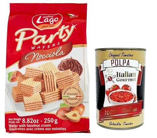 Gastone Lago Party Wafers Nocciola,Waffeln mit Haselnusscreme 250g + Italian Gourmet Polpa di Pomodoro 400g Dose Gastone Lago Party Wafers Nocciola,Waffeln mit Haselnusscreme 250g + Italian Gourmet Polpa di Pomodoro 400g Dose von Italian Gourmet E.R.
