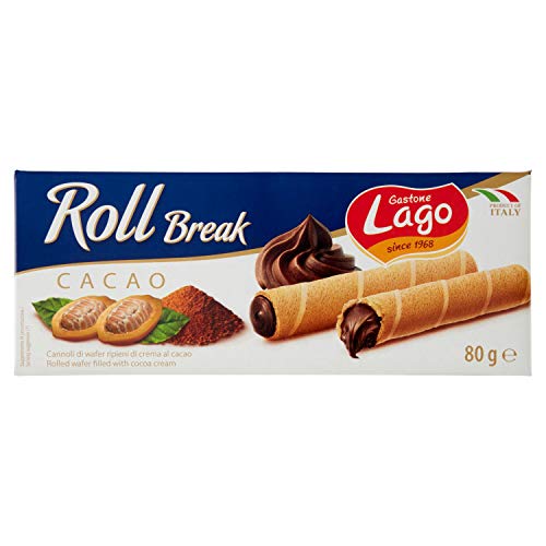 Gastone Lago Roll Break Cacao Waffelpad Wafer gefüllt mit Kakaocreme 80g von Italian Gourmet E.R.