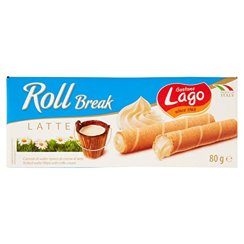 Gastone Lago Roll Break Latte Waffelpad Wafer gefüllt mit Milchcreme 80g von Italian Gourmet E.R.