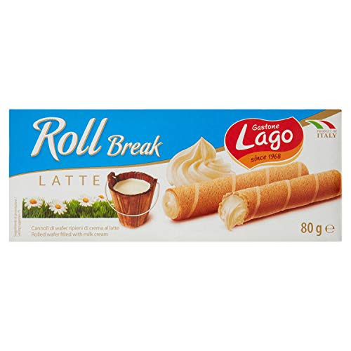 Gastone Lago Roll Break Nocciola Waffelpad Wafer gefüllt mit Haselnusscreme 80g von Italian Gourmet E.R.