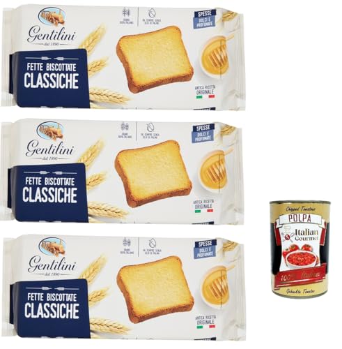 Gentilini Fette Biscottate Classiche Zwieback Backwaren 100% italienisches Produkt 3x 185g + Italian Gourmet polpa 400g Gentilini Fette Biscottate Classiche Zwieback Backwaren 100% italienisches Produkt 3x 185g + Italian Gourmet polpa 400g von Italian Gourmet E.R.