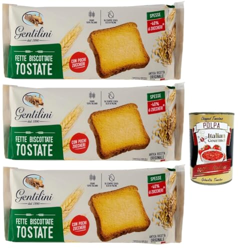 Gentilini Fette Biscottate Tostate dicke geröstete Zwieback Brot Backwaren mit weniger Zucker 100% Italienisches Produkt 3x 175g + Italian Gourmet polpa 400g Gentilini Fette Biscottate Tostate dicke geröstete Zwieback Brot Backwaren mit weniger Zucker 100% Italienisches Produkt 3x 175g + Italian Gourmet polpa 400g von Italian Gourmet E.R.