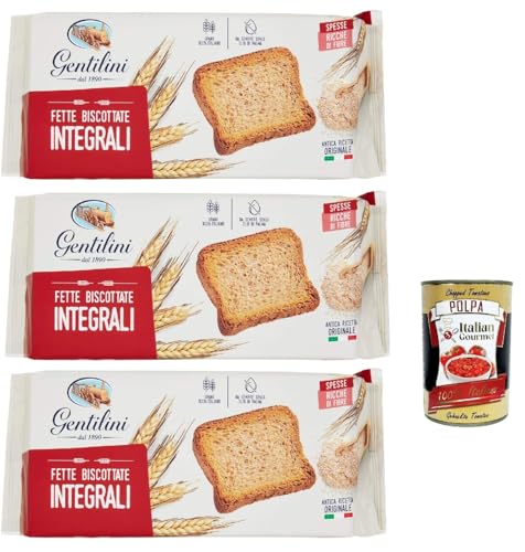 Gentilini Fette Integrali, Vollkorn-Zwieback Brot Backwaren reich an Ballaststoffen 100% Italienisches Produkt 3x 175g + Italian Gourmet polpa 400g Gentilini Fette Integrali, Vollkorn-Zwieback Brot Backwaren reich an Ballaststoffen 100% Italienisches Produkt 3x 175g + Italian Gourmet polpa 400g von Italian Gourmet E.R.
