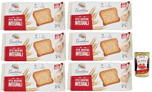 Gentilini Fette Integrali, Vollkorn-Zwieback Brot Backwaren reich an Ballaststoffen 100% Italienisches Produkt 6x 175g + Italian Gourmet polpa 400g Gentilini Fette Integrali, Vollkorn-Zwieback Brot Backwaren reich an Ballaststoffen 100% Italienisches Produkt 6x 175g + Italian Gourmet polpa 400g von Italian Gourmet E.R.