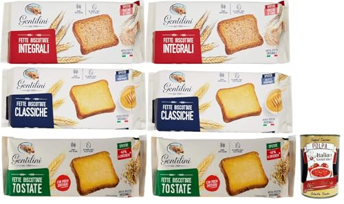 Gentilini Fette Testpaket, Zwieback Brot Backwaren reich an Ballaststoffen 100% Italienisches Produkt 6x 175g + Italian Gourmet polpa 400g Gentilini Fette Testpaket, Zwieback Brot Backwaren reich an Ballaststoffen 100% Italienisches Produkt 6x 175g + Italian Gourmet polpa 400g von Italian Gourmet E.R.