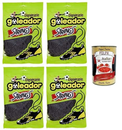 Goleador Caramelle Strings Liquirizia, Saiten Lakritzbonbons 4x195gr + Italian Gourmet polpa 400g Goleador Caramelle Strings Liquirizia, Saiten Lakritzbonbons 4x195gr + Italian Gourmet polpa 400g von Italian Gourmet E.R.