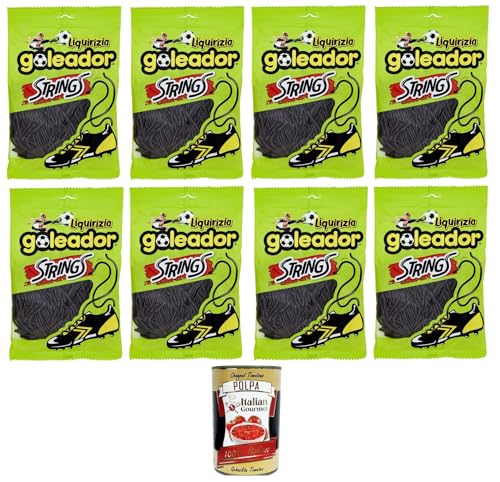 Goleador Caramelle Strings Liquirizia, Saiten Lakritzbonbons 8x195gr + Italian Gourmet polpa 400g Goleador Caramelle Strings Liquirizia, Saiten Lakritzbonbons 8x195gr + Italian Gourmet polpa 400g von Italian Gourmet E.R.