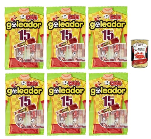 Goleador Cola Doppel Süßigkeit, gummiary Cola -Geschmack, 6x 120g, Süßigkeiten, die einzeln singen + Italian Gourmet polpa 400g Goleador Cola Doppel Süßigkeit, gummiary Cola -Geschmack, 6x 120g, Süßigkeiten, die einzeln singen + Italian Gourmet polpa 400g von Italian Gourmet E.R.