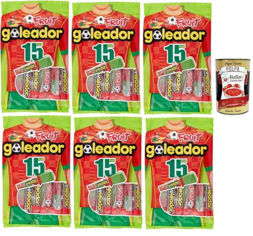 Goleador Frutta Doppel Süßigkeit, gummiary Frucht -Geschmack, 6x 120g, Süßigkeiten, die einzeln singen + Italian Gourmet polpa 400g Goleador Frutta Doppel Süßigkeit, gummiary Frucht -Geschmack, 6x 120g, Süßigkeiten, die einzeln singen + Italian Gourmet polpa 400g von Italian Gourmet E.R.