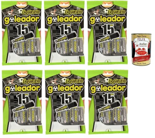 Goleador Liquirizia Doppel Süßigkeit, gummiary Lakritze -Geschmack, 6x 120g, Süßigkeiten, die einzeln singen + Italian Gourmet polpa 400g Goleador Liquirizia Doppel Süßigkeit, gummiary Lakritze -Geschmack, 6x 120g, Süßigkeiten, die einzeln singen + Italian Gourmet polpa 400g von Italian Gourmet E.R.