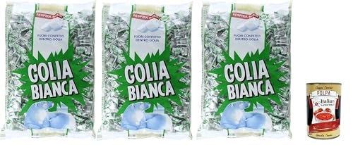 Golia Bianca Caramelle Dure Algusto Menta e Liquirizia, Harte Süßigkeiten für Minzgeschmack und Süßholz 3x 1000g + Italian Gourmet polpa 400g Golia Bianca Caramelle Dure Algusto Menta e Liquirizia, Harte Süßigkeiten für Minzgeschmack und Süßholz 3x 1000g + Italian Gourmet polpa 400g von Italian Gourmet E.R.
