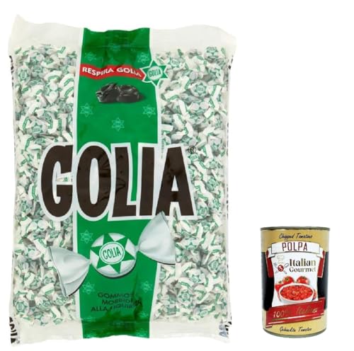 Golia Farfallina Gummibonbons, Lakritzgeschmack, Bonbon einzeln in einem Stück verpackt, 1kg-Packung + Italian Gourmet polpa 400g von Italian Gourmet E.R.